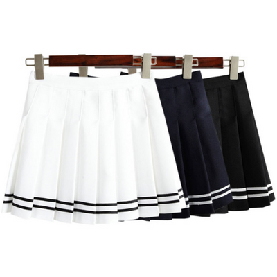 College Style Sweet And High-waist Pleated Skirt