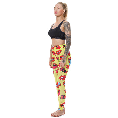 Red Lip Print Leggings