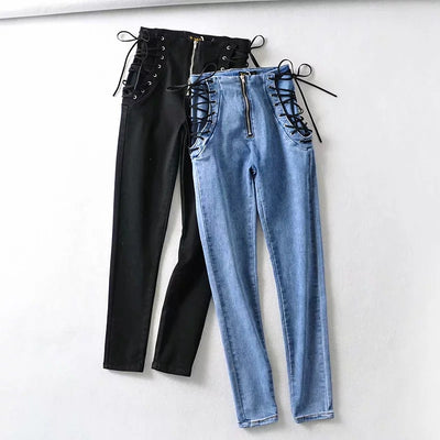 Laced High Waist Jeans