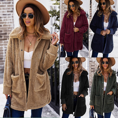 Furry Long Coat Winter Long-sleeved Double-faced Fleece Coat