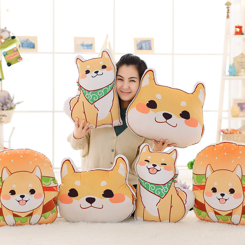 Shiba Inu Burger Print Doll Pillow