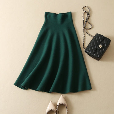 High Waist Wool Skirt