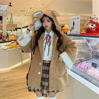 Fashion Winter Bear Ears Cute Loose Coat