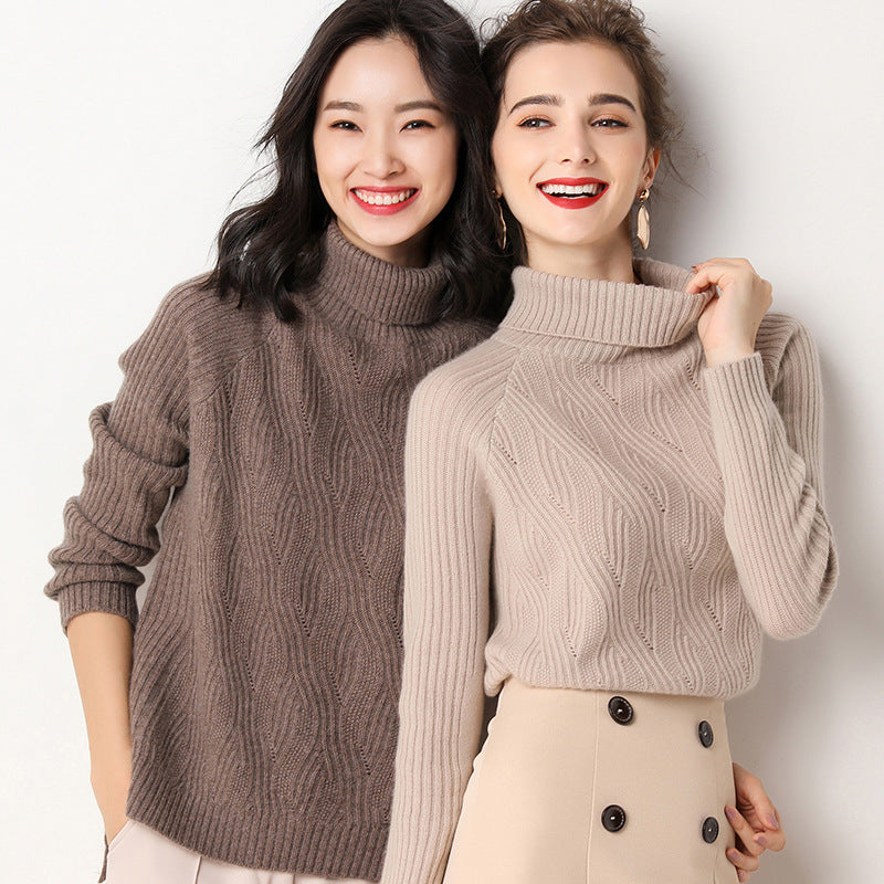 Loose Solid Color Split Pullover Wool Sweater