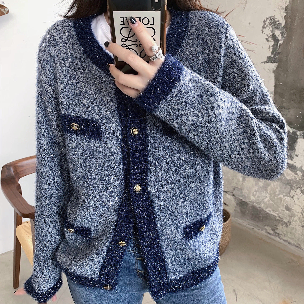 Thick Kitted Cardigan Sweater