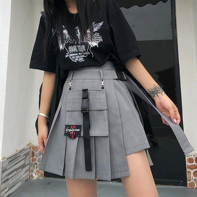 Pleated Utility Skirt